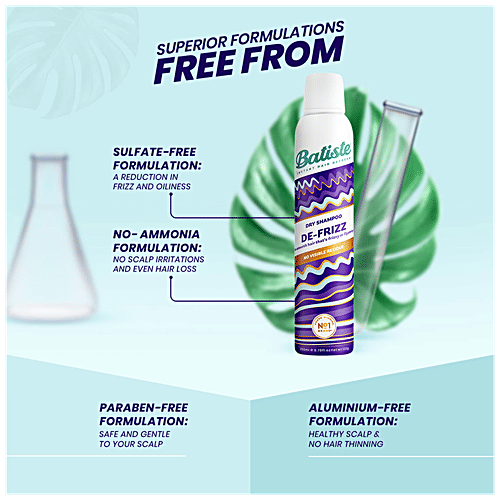 Batiste Dry Shampoo - De Frizz, No Visible Residue, For Smooth Hair, 200 ml  