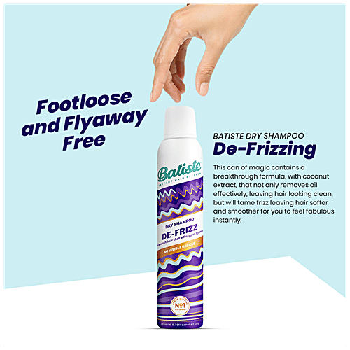 Batiste Dry Shampoo - De Frizz, No Visible Residue, For Smooth Hair, 200 ml  