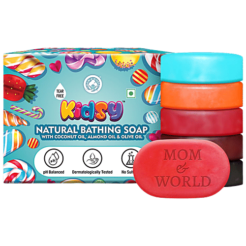 Buy Mom & World Kidsy Natural Bathing Soap Tear Free, Assorted Online