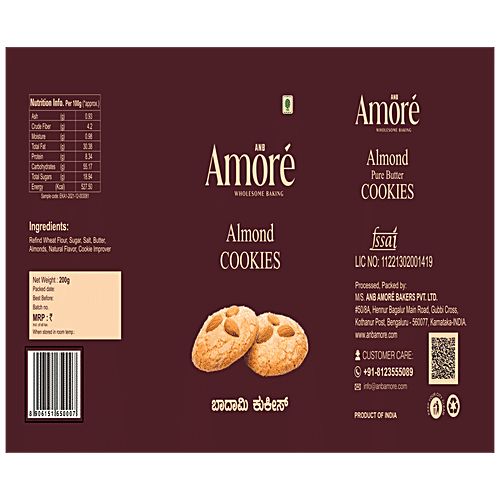 ANB AMORE Almond Cookies - Rich In Taste, Buttery Flavour, 200 g  