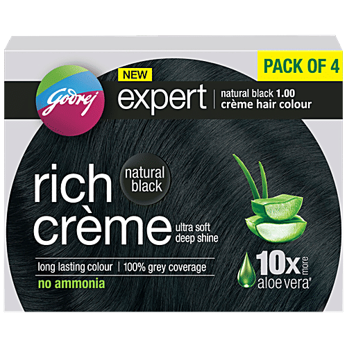 Godrej Expert Rich Creme Hair Colour, 4 pcs (20 g + 20 ml each Pack)