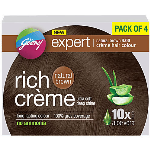 Godrej Expert Rich Creme Hair Colour, 4 pcs (20 g + 20 ml each Pack) 