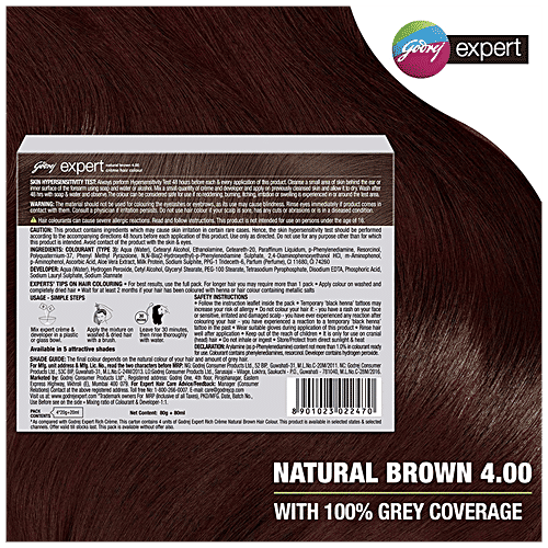 Godrej Expert Rich Creme Hair Colour, 4 pcs (20 g + 20 ml each Pack) 