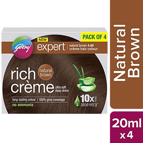 Godrej Expert Rich Creme Hair Colour, 4 pcs (20 g + 20 ml each Pack) 