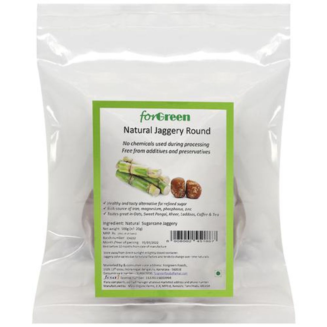 Forgreen Natural Jaggery - Round, No Additives & Preservatives, 500 g 
