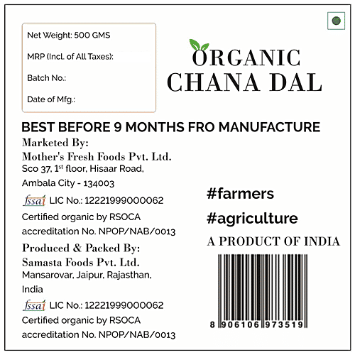 Mothers Fresh Foods Organic Chana Dal - Protein Rich, 500 g