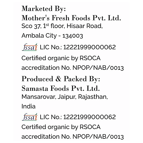 Mothers Fresh Foods Organic Arhar Dal - Protein Rich, 500 g