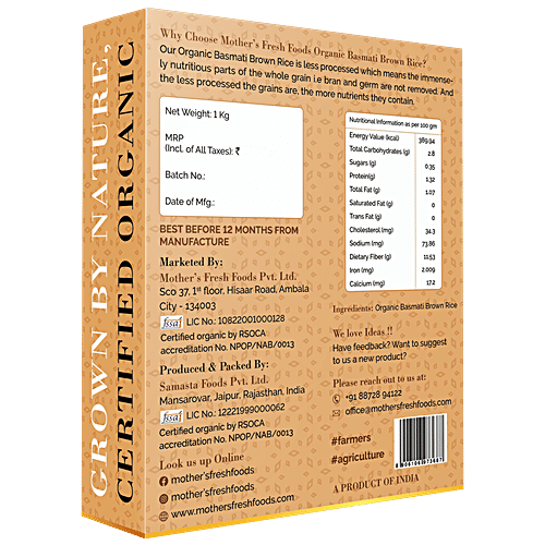 Buy Mothers Fresh Foods Organic Basmati Brown Rice Rich In Nutrients