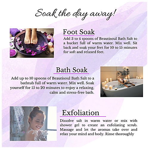 Beautisoul Lavender Bath Salt - Aromatherapy, Paraben Free, For Muscle Pain & Stress Relief, 100 g  