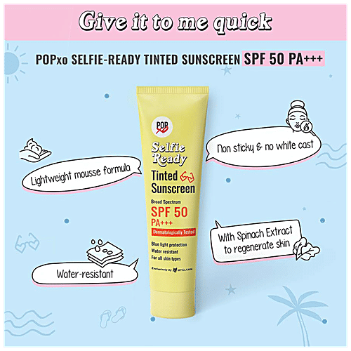 MyGlamm POPxo Selfie Ready Tinted Sunscreen - SPF 50, PA+++, Blue Light Protection, 30 g  