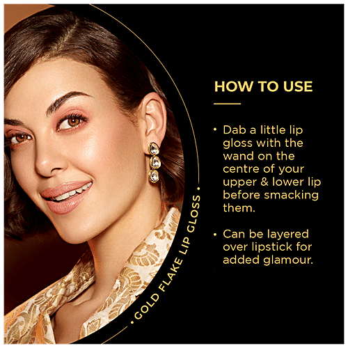 MyGlamm Manish Malhotra Gold Flake Lip Gloss - 24k Gold Flakes, Non-Sticky, 9 ml