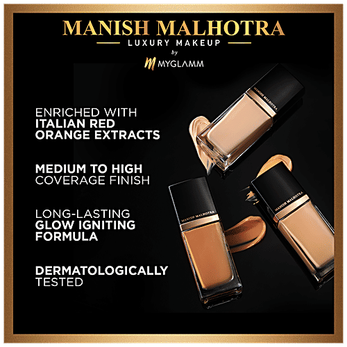 MyGlamm Manish Malhotra Skin Awakening Foundation - Long Lasting, Glow Igniting Formula, 34 g Neutral Beige 