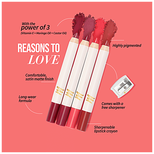 MyGlamm LIT Matte About It Lip Color - Highly Pigmented, Comfortable, 2.8 g (Free Sharpener) 