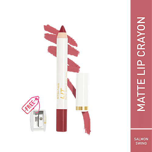 MyGlamm LIT Matte About It Lip Color - Highly Pigmented, Comfortable, 2.8 g (Free Sharpener) 