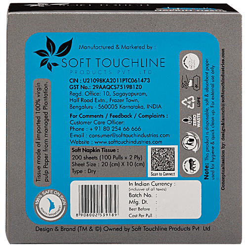Soft Touch Informal Facial Napkin Tissues - 2 Ply, 200 pcs Box 