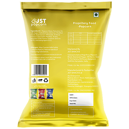 Buy JST POPCORN Cheedar Cheese Popcorn GlutenFree Online at Best