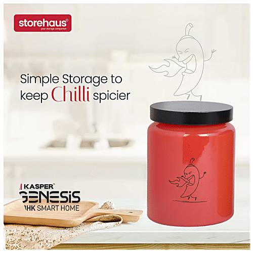 STOREHAUS Season 4 Colour Storage Jar With Metallic Lid - Glass Container, For Home & Kitchen, 590 ml (Set of 4) 