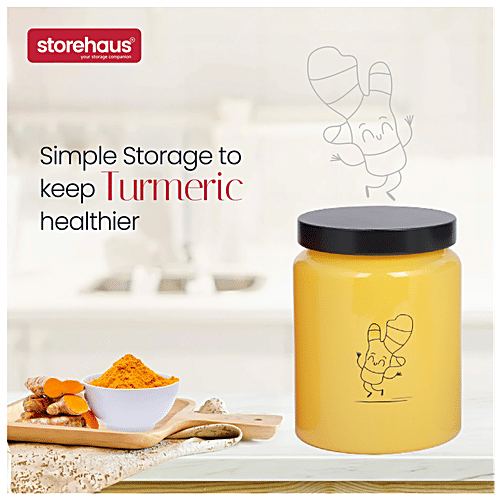 STOREHAUS Season 4 Colour Storage Jar With Metallic Lid - Glass Container, For Home & Kitchen, 590 ml (Set of 4) 