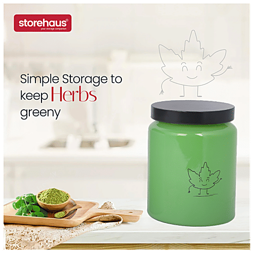 STOREHAUS Season 4 Colour Storage Jar With Metallic Lid - Glass Container, For Home & Kitchen, 590 ml (Set of 4) 