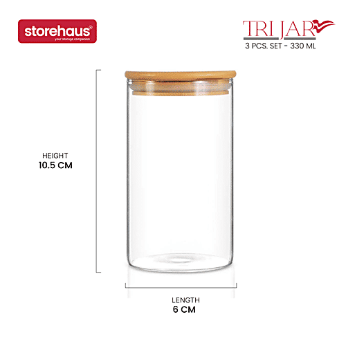 Buy STOREHAUS Borosilicate Storage Jar With Wooden Lid Glass