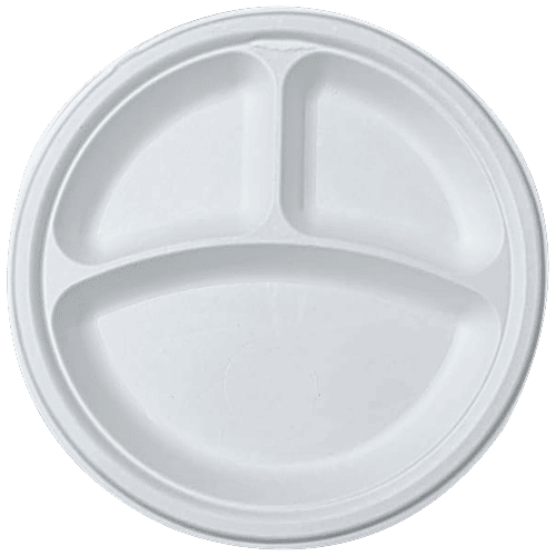 Buy Brodees Disposable Round Plate 9'' Diameter, White, 3