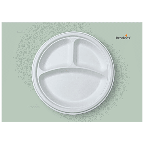Buy Brodees Disposable Round Plate 10'' Diameter, White, 3