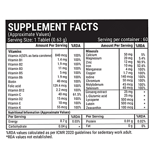 Buy INLIFE Multivitamin & Minerals Tablets Daily Formula, For Men/Women Supplement Online at