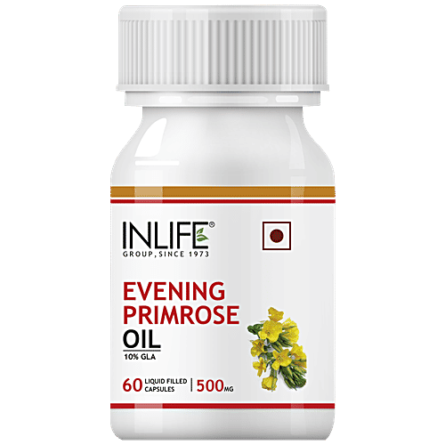 INLIFE Evening Primrose Oil 500 mg Capsules - Extra Virgin Cold Pressed, 60 pcs  