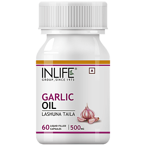 Buy INLIFE Natural Garlic Oil 500 mg Capsules For Heart,Cholesterol & Weight Loss Online at