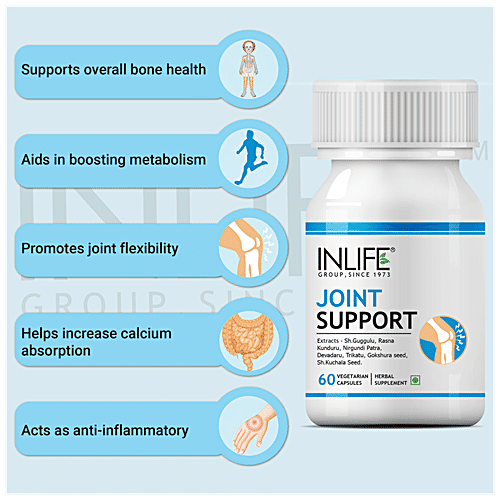 INLIFE Joint Support 500 Mg Capsules - Boswellia Serrata, Guggul, Active Pain Relief, 60 pcs