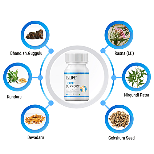 INLIFE Joint Support 500 Mg Capsules - Boswellia Serrata, Guggul, Active Pain Relief, 60 pcs