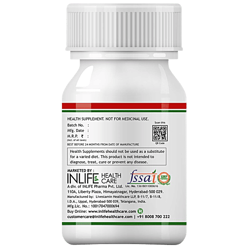 INLIFE L-Carnitine L-Tartarate 1000 mg Capsules - Fat Burning, Increased Energy, 60 pcs  