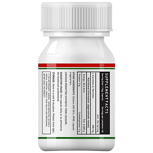 INLIFE L-Carnitine L-Tartarate 1000 mg Capsules - Fat Burning, Increased Energy, 60 pcs  