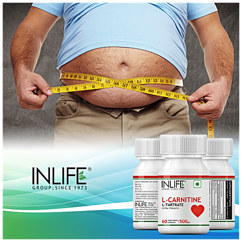 INLIFE L-Carnitine L-Tartarate 1000 mg Capsules - Fat Burning, Increased Energy, 60 pcs  