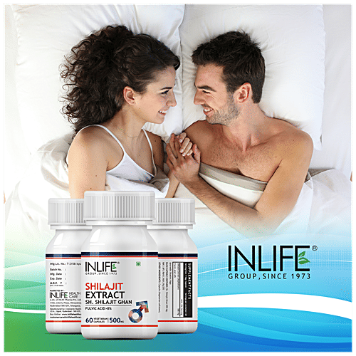 INLIFE Shilajit Extract 500 Mg Capsules - For Men Strength & Stamina, 60 pcs