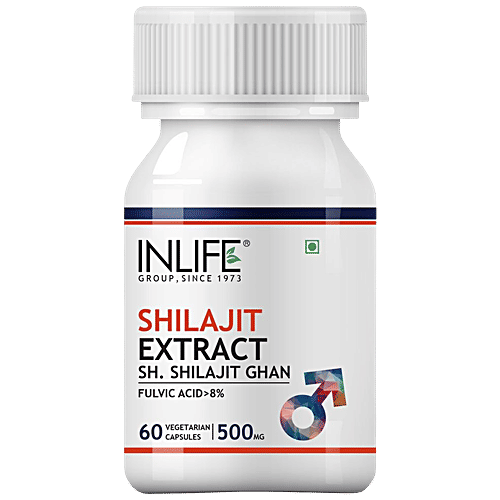 INLIFE Shilajit Extract 500 Mg Capsules - For Men Strength & Stamina, 60 pcs