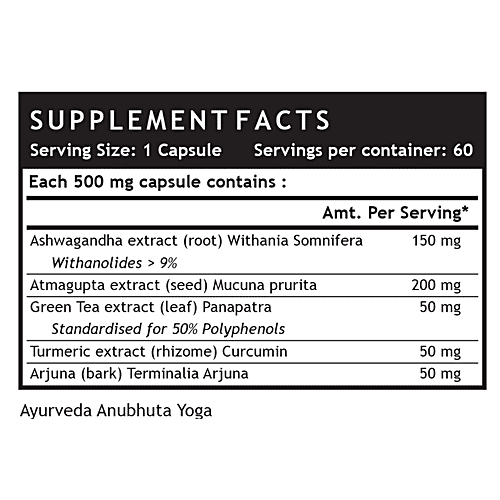 INLIFE Neuro Care 500 Mg Capsules - Ashwagandha, Green Tea, Supports Spine Health, 60 pcs  