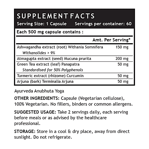 INLIFE Neuro Care 500 Mg Capsules - Ashwagandha, Green Tea, Supports Spine Health, 60 pcs  