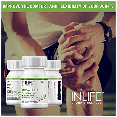 INLIFE Boswellia Serrata Extract 400 Mg Capsules - Boswellic Acids > 65%, Supports Joints, 60 pcs  