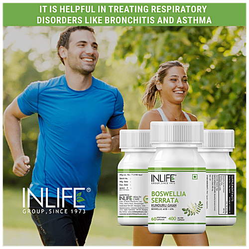 INLIFE Boswellia Serrata Extract 400 Mg Capsules - Boswellic Acids > 65%, Supports Joints, 60 pcs  