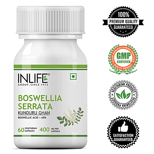 INLIFE Boswellia Serrata Extract 400 Mg Capsules - Boswellic Acids > 65%, Supports Joints, 60 pcs  