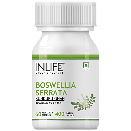INLIFE Boswellia Serrata Extract 400 Mg Capsules - Boswellic Acids > 65%, Supports Joints, 60 pcs  