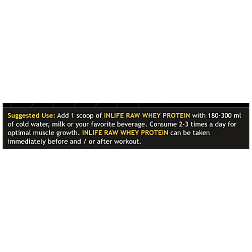 INLIFE Raw Whey Protein Powder - Unflavoured, Concentrate Instantized, Enhances Muscle Growth, 500 g  