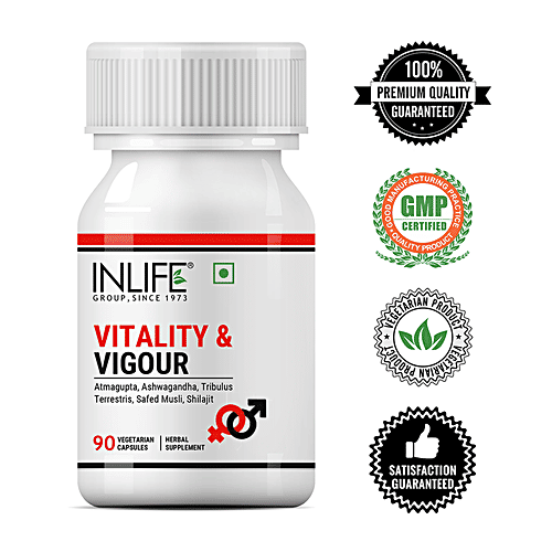 INLIFE Vitality & Vigour Capsules - Atmagupta, Ashwagandha, For Stamina & Focus, 90 pcs  