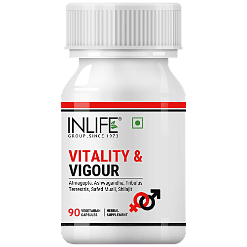 INLIFE Vitality & Vigour Capsules - Atmagupta, Ashwagandha, For Stamina & Focus, 90 pcs  
