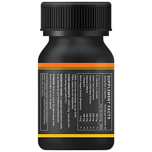 INLIFE Fat Burner Capsules - L-Carnitine, Green Tea, Green Coffee Bean, For Weight Loss, 60 pcs