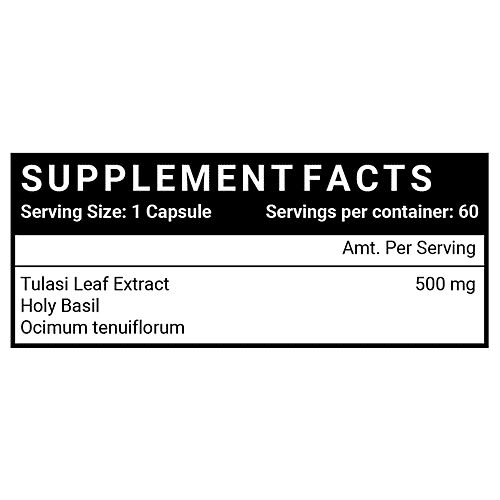 INLIFE Tulsi/Holy Basil 500 Mg Capsules - Natural Immunity Booster & Respiratory Wellness, 60 pcs  