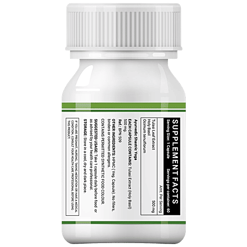 INLIFE Tulsi/Holy Basil 500 Mg Capsules - Natural Immunity Booster & Respiratory Wellness, 60 pcs  