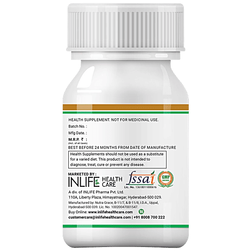 INLIFE Plant Based Vitamin D3 5000 IU Capsules - With Cold Pressed Coconut Oil, For Bone & Immune Health, 30 pcs  