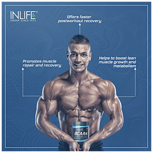 INLIFE BCAA Supplement - Pineapple, 7g Amino Acids Instantized, Pre, Post & Intra Drink For Workout, 250 g  